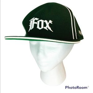 All Pro 100% Wool Fox Racing Green White Stripes Embroidered Fitted Hat 7.5
